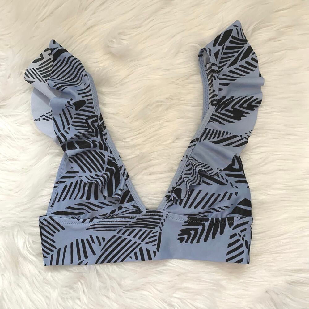 Aerie ruffle strap pullover blue bikini top XS